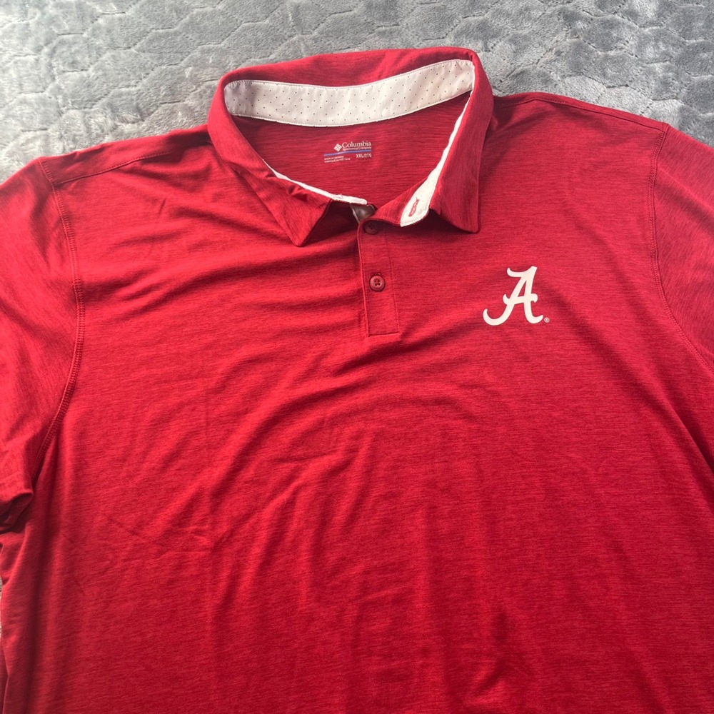 Columbia Alabama Crimson Tide Polo Mens XXL Red Heathered AO2986 Performance